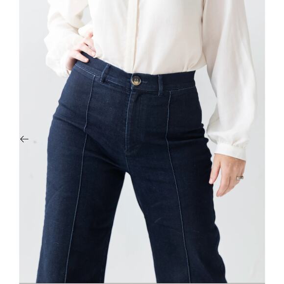 Brass The Sailor Pant Jeans Womens Size 8 Indigo Blue Dark Wash Wide Leg New - Picture 4 of 14